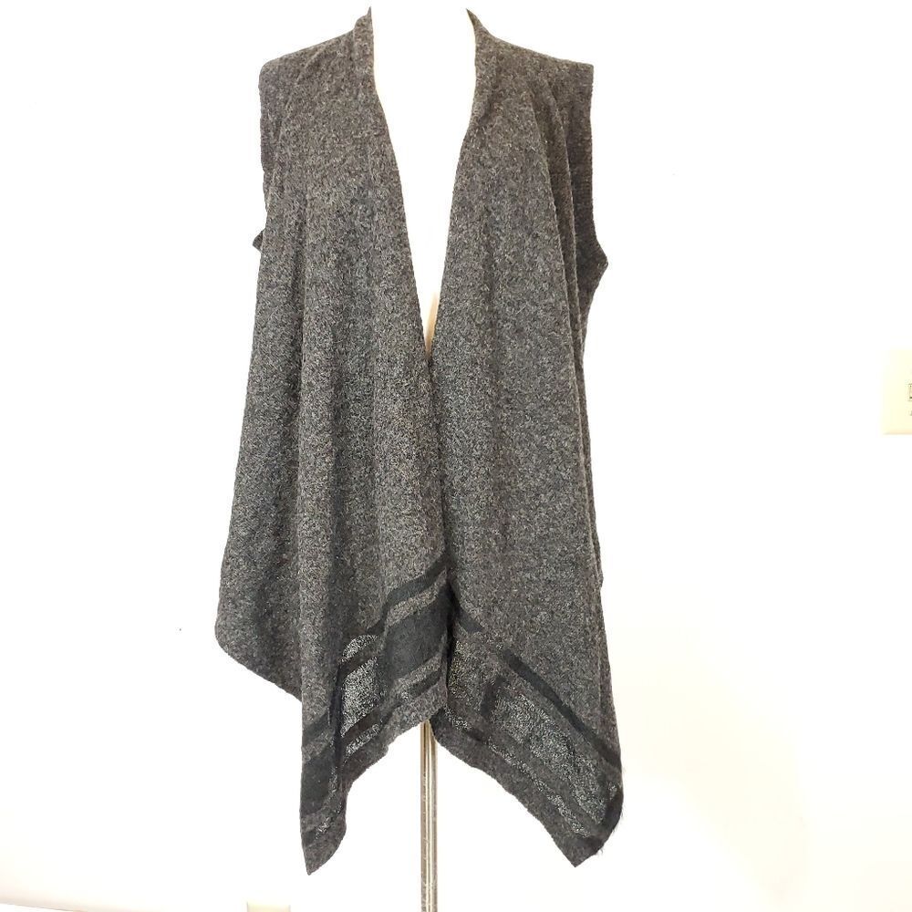 Banana republic southwestern Wool Boho Waterfall Gray black striped Navajo - Picture 2 of 9